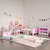 ZONEKIZ Princess Toddler Bed Kids Bedroom Furniture Safety Side Rails, for Girls Aged 3-6 Years - Pink