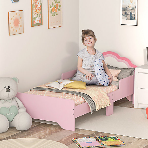 ZONEKIZ Toddler Bed Frame, Cloud-Designed Princess Bed, 143 x 74 x 55cm - Pink ZONEKIZ Toddler Bed Frame, Cloud-Designed Princess Bed, 143 x 74 x 55cm - Pink