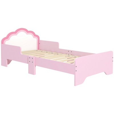 ZONEKIZ Toddler Bed Frame, Cloud-Designed Princess Bed, 143 x 74 x 55cm - Pink