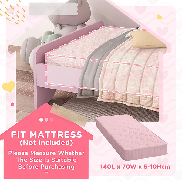 ZONEKIZ Toddler Bed Frame, Cloud-Designed Princess Bed, 143 x 74 x 55cm - Pink ZONEKIZ Toddler Bed Frame, Cloud-Designed Princess Bed, 143 x 74 x 55cm - Pink