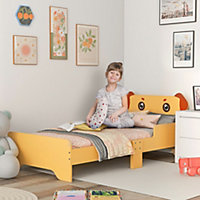 ZONEKIZ Toddler Bed Frame, Puppy-Themed Design, for Ages 3-6 Years - Yellow