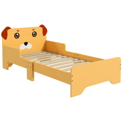 ZONEKIZ Toddler Bed Frame, Puppy-Themed Design, for Ages 3-6 Years - Yellow