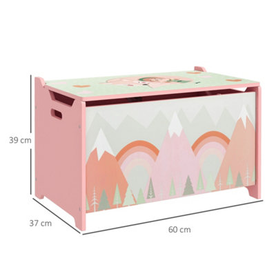 ZONEKIZ Toy Box, Kids Toy Chest with Lid, Safety Hinge - Pink