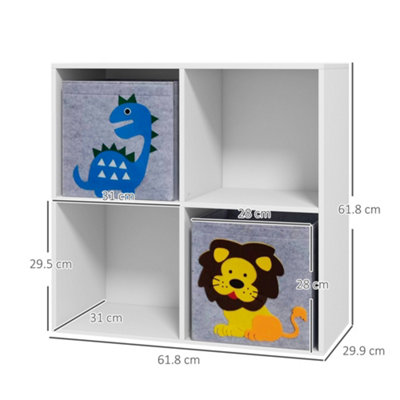 ZONEKIZ Toy Organiser with Two Non-Woven Fabric Drawers for Bedroom - White - 3