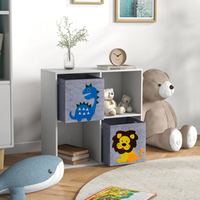 ZONEKIZ Toy Organiser with Two Non-Woven Fabric Drawers for Bedroom - White - 9