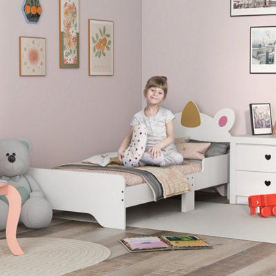 ZONEKIZ Unicorn-Designed Toddler Bed, Kids Bedroom Furniture White