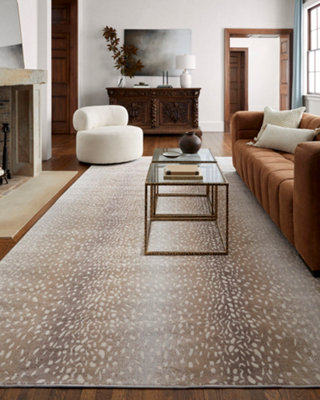ZORINA Scandi Boho Tan Polka Dot Area Rug 140 x 200 cm