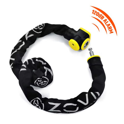 ZOVII Carbide Reinforced Stainless Steel Chain Lock 120dB Security Alarm 10mm diameter 1200mm length ZCL10-120