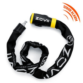 ZOVII Carbide Reinforced Stainless Steel Chain Lock 120dB Security Alarm 8mm diameter 1200mm length ZCL08-120