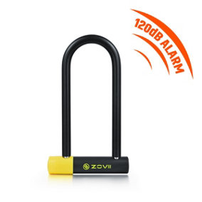 ZOVII Carbide Reinforced Stainless Steel U Lock for bike 120dB Security Alarm 14mm diameter 230mm length ZNU14-230