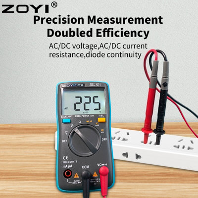 ZOYI Basic Digital Multimeter Tester 2000C, 200mA, Backlit, AC/DC, Ideal for new users and students with simple panel