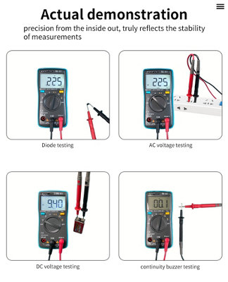 ZOYI Basic Digital Multimeter Tester 2000C, 200mA, Backlit, AC/DC, Ideal for new users and students with simple panel