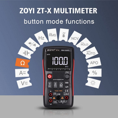 ZOYI Digital Multimeter Tester ZT-X 9999C, Multi Electrical Tester, Ammeter, Ohmmeter, Resistance, Continuity Tester