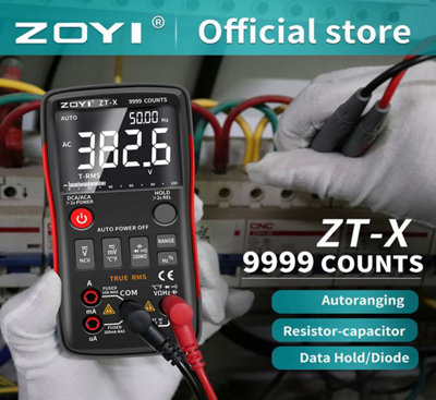 ZOYI Digital Multimeter Tester ZT-X 9999C, Multi Electrical Tester, Ammeter, Ohmmeter, Resistance, Continuity Tester