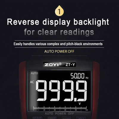 ZOYI Digital Multimeter Tester ZT-Y 9999C, 10A Multi Electrical Tester, Continuity Testers Diode NCV Anti burn