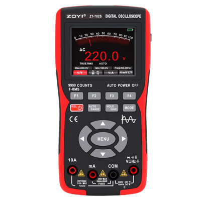 ZOYI Handheld Digital Oscilloscope Multimeter 2 in 1, 9999 Counts, 10A, True RMS, 10MHz Bandwidth, 2.8 IPS Colour Display