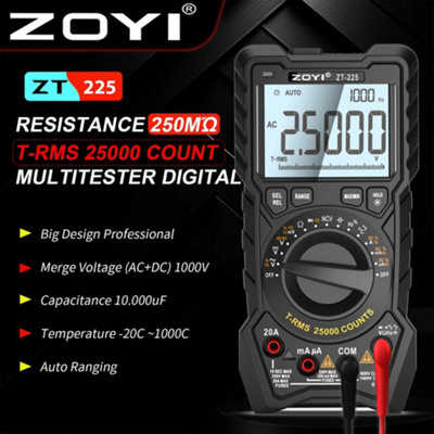 ZOYI Multimeter Professional 20A, 25000 Count, True RMS, Auto Ranging Digital Multimeter, Square Wave Output, NCV, Temperature