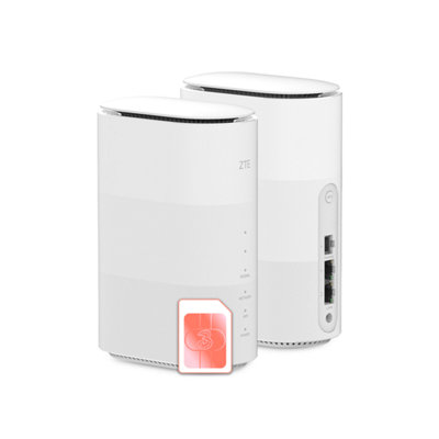 ZTE G5B 5G x Pre-Loaded 24GB "Plug & Play" Three Data SIM  Fast WiFi6 Whole Home Router