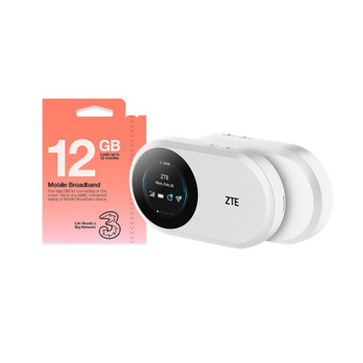 ZTE U10S Pro with Pre Loaded 12GB Three SIM - 4G+LTE Mobile Wi-Fi 6 Low-Cost Portable Travel WiFi