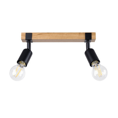 Zuca Steel/Wood Black 3 Lights Modern Ceiling Light