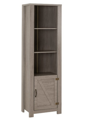 Zurich 1 Door Bookcase in Grey Wood Grain Effect Finish