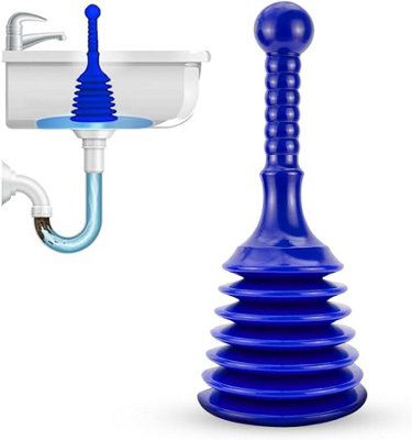 Zuvo Blue Airpush Sink Plunger Powerful and Portable for Kitchen Bathroom and Shower Drains