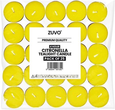 Citronella Tealight Kerzen (Gelb) – Natürlicher Mückenschutz, Brenndauer 3,5-5h, Made In Italy