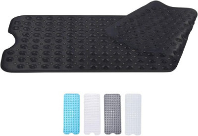 Zuvo Extra Long Bath Mat 100x40cm Black Non Slip Shower Mat with Suction and Machine Washable