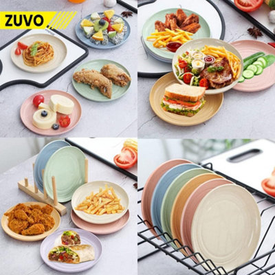 Zuvo Plastic Plates Set of 6 Reusable 10 Inch Unbreakable Dinner