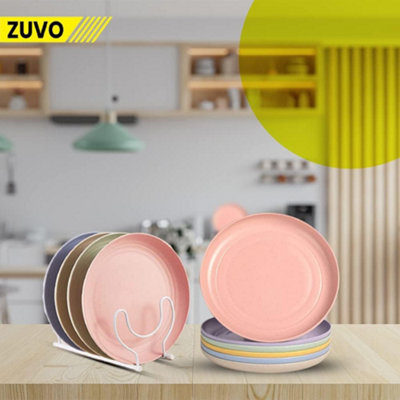 Zuvo Plastic Plates Set of 6 Reusable 10 Inch Unbreakable Dinner Plates ...