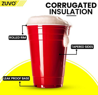 Zuvo Red Cups for Party - 16 OZ - 1000 Disposable Cups - Perfect for ...
